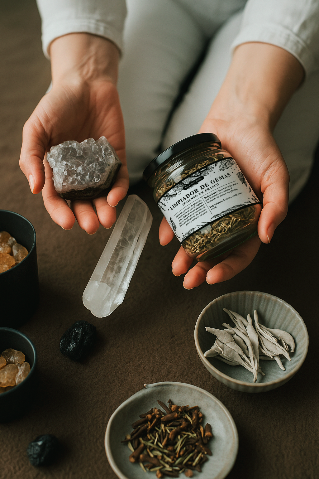 Incienso herbal para limpiar cuarzos y gemas - Limpiador de gemas